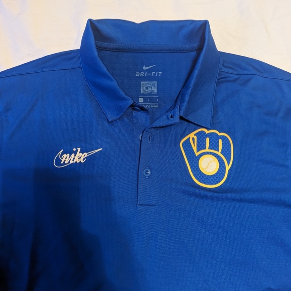 Mens Nike MLB Milwaukee Brewers Cooperstown Collection Polo NKNE-4E blue - Picture 4 of 4